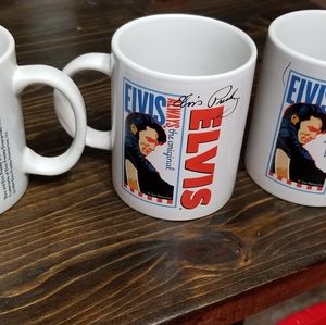 3 Elvis coffee mugs